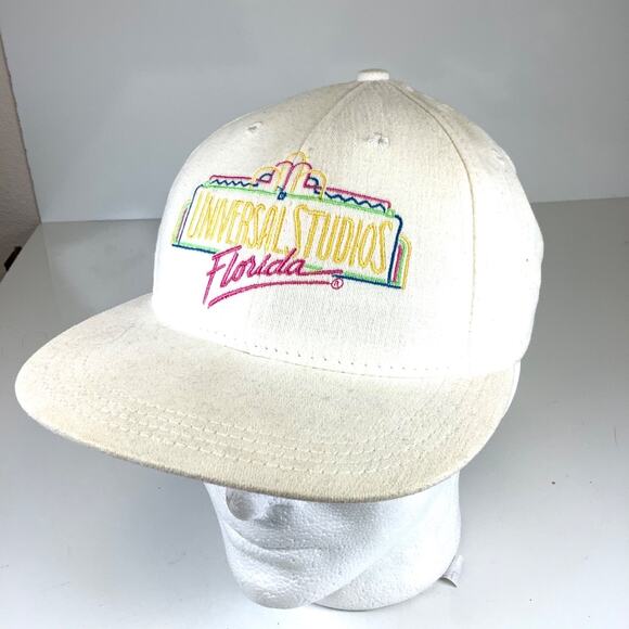 Vtg Universal Studios Florida White Snapback Hat Cap 1980s Miami Vice USA Made - Picture 3 of 9